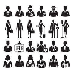 Business avatars set silhouette vector illustration