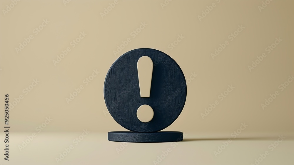 Poster a modern and minimalist 3d render of an advice icon, featuring a simple exclamation mark within a ci