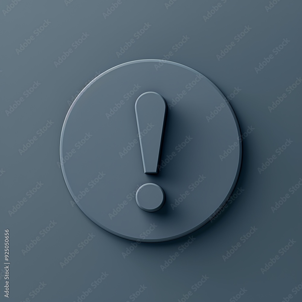 Poster a modern and minimalist 3d render of an advice icon, featuring a simple exclamation mark within a ci