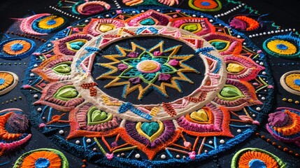 Naklejka premium Colorful Sand Mandala Art