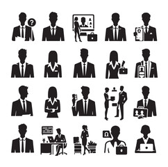 Business avatars set silhouette vector illustration