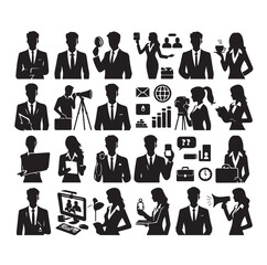 Business avatars set silhouette vector illustration