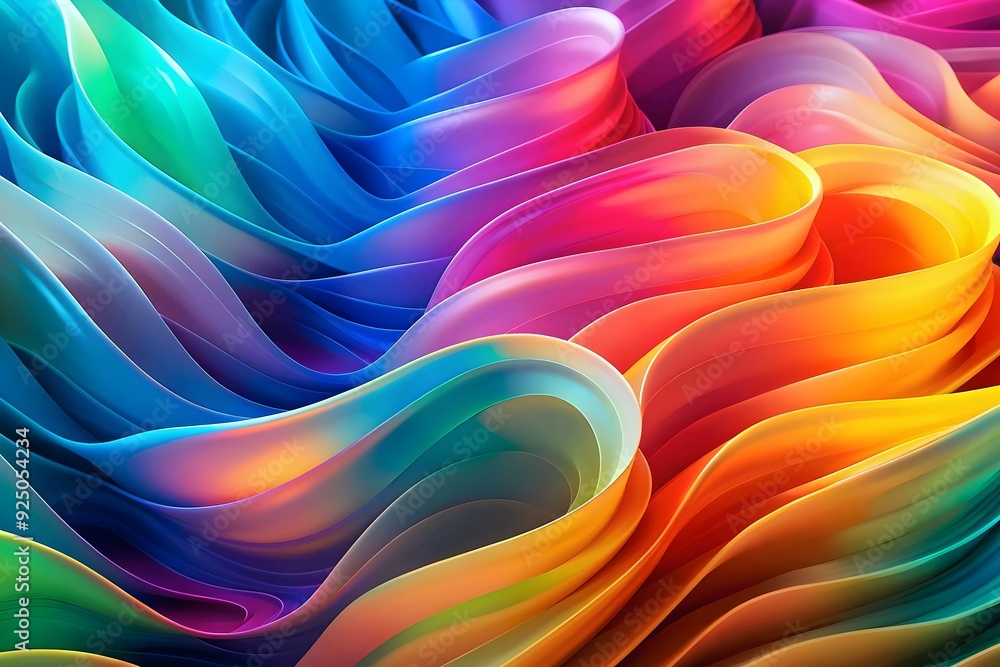 Poster vibrant fluid waves flowing colorful patterns abstract design