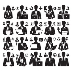 Business avatars set silhouette vector illustration