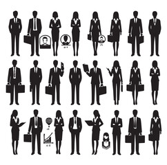 Business avatars set silhouette vector illustration