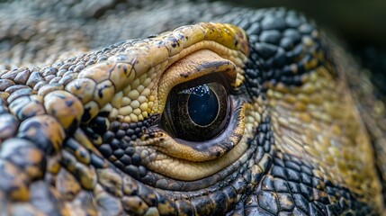 Fototapeta premium Captivating High Definition Macro Photograph of Komodo Dragon s Intricate Eye