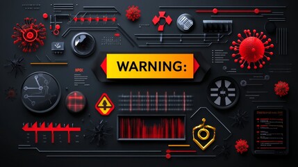 Graphic with central focus on large "WARNING: MPOX" sign
