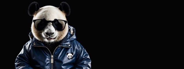 A trendy panda in black sunglasses, done in the vivid and lively pop art style