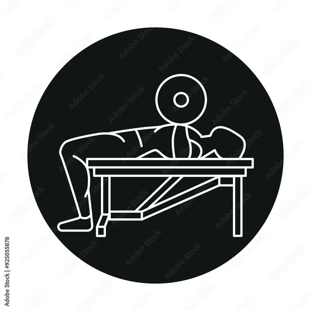 Poster barbell bench press line icon. vector isolated element.