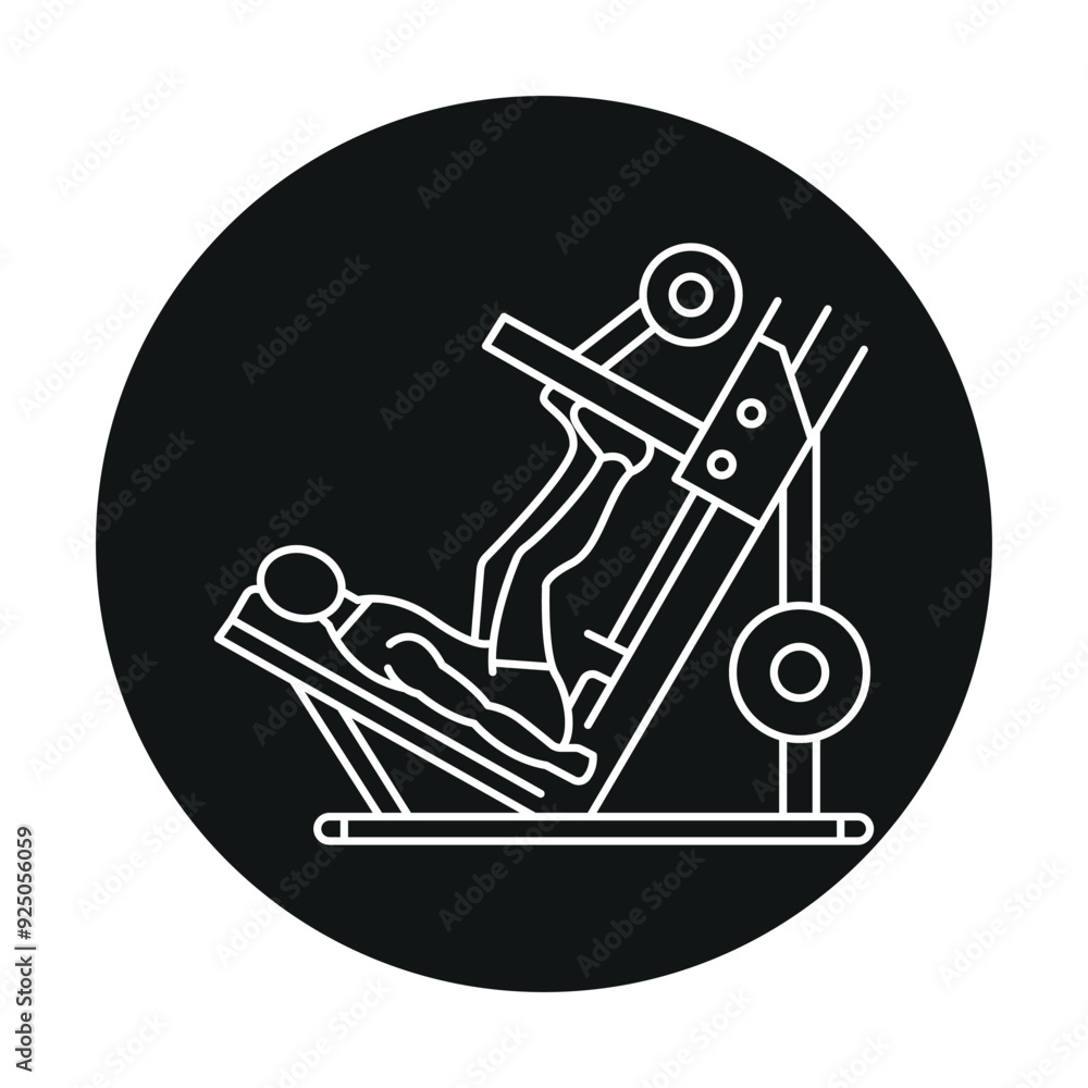 Poster leg press line icon. vector isolated element.