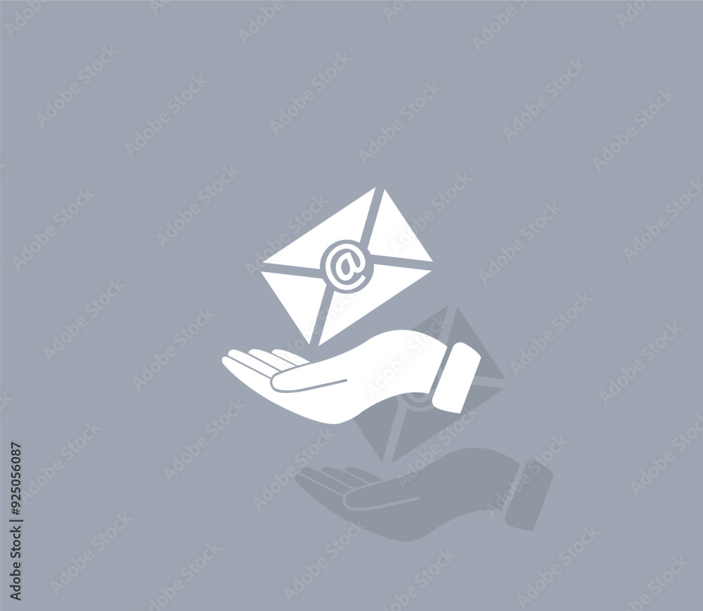 Poster vector icon of white color with shadow on gray background