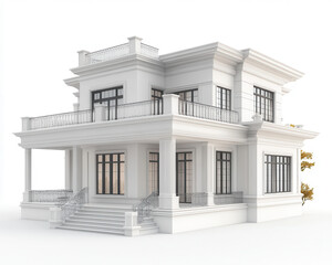 Professional 3d generated unique house architecture, ad mockup, isolated on a white background.