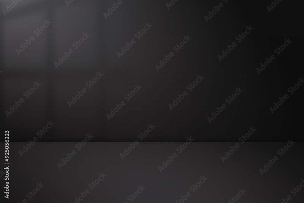 Poster black color abstract backdrop background design with window shadow overlay. black color indoor backd