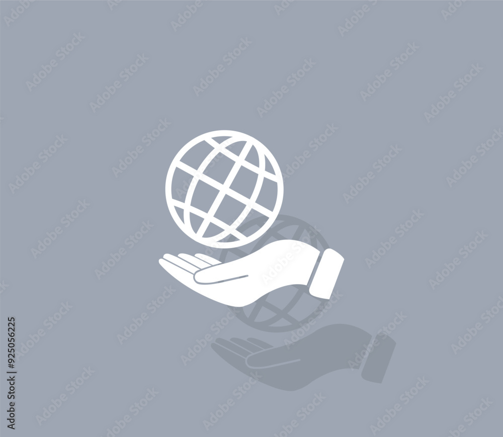 Poster vector icon of white color with shadow on gray background