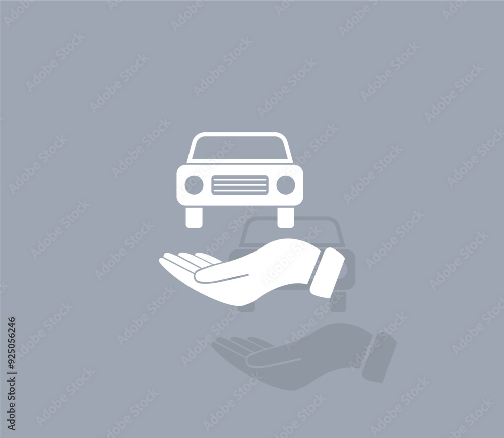 Aufkleber vector icon of white color with shadow on gray background