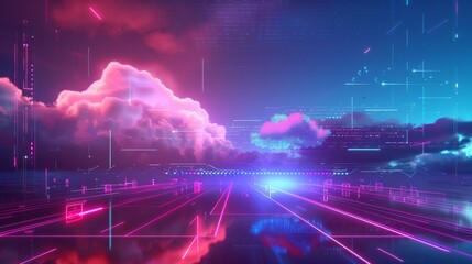 Obraz premium digital information technology solutions , futuristic web application development , advanced hologram technology