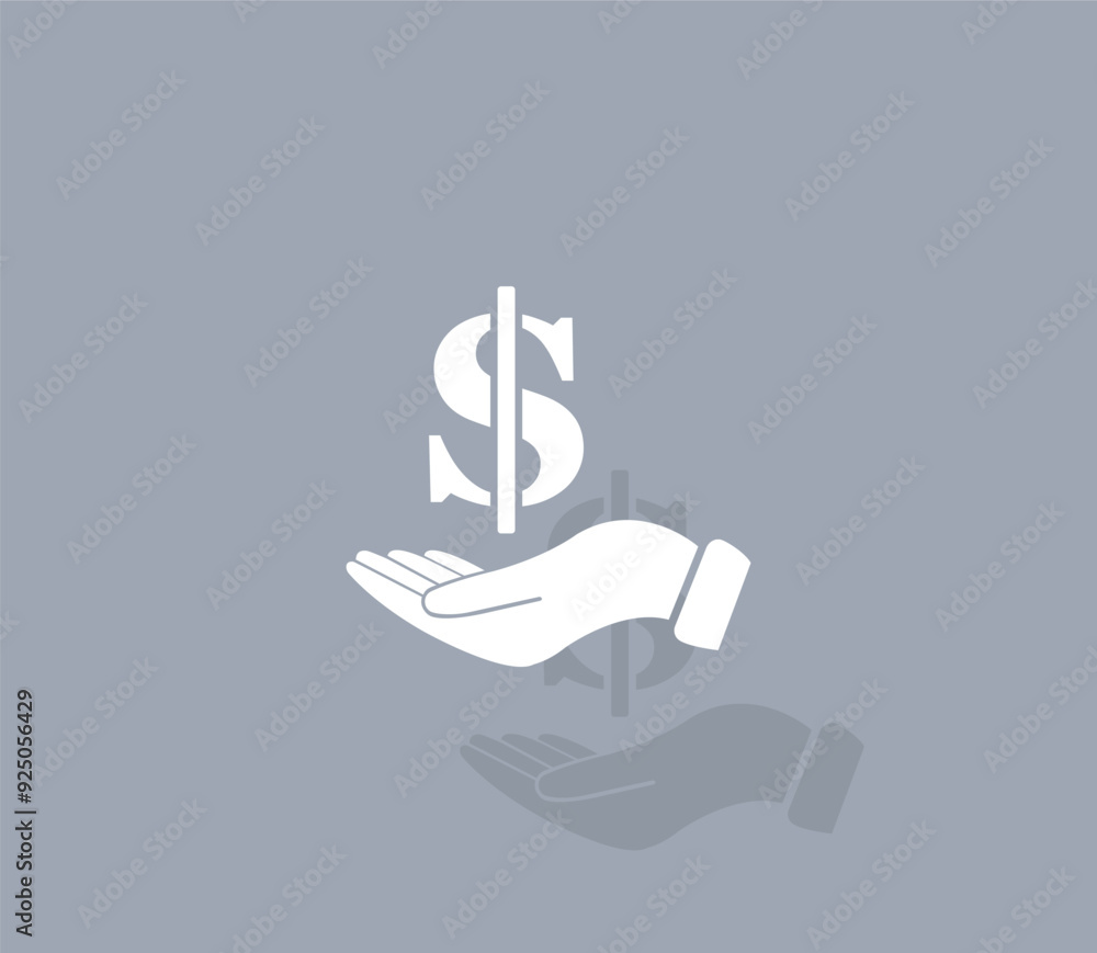 Poster vector icon of white color with shadow on gray background