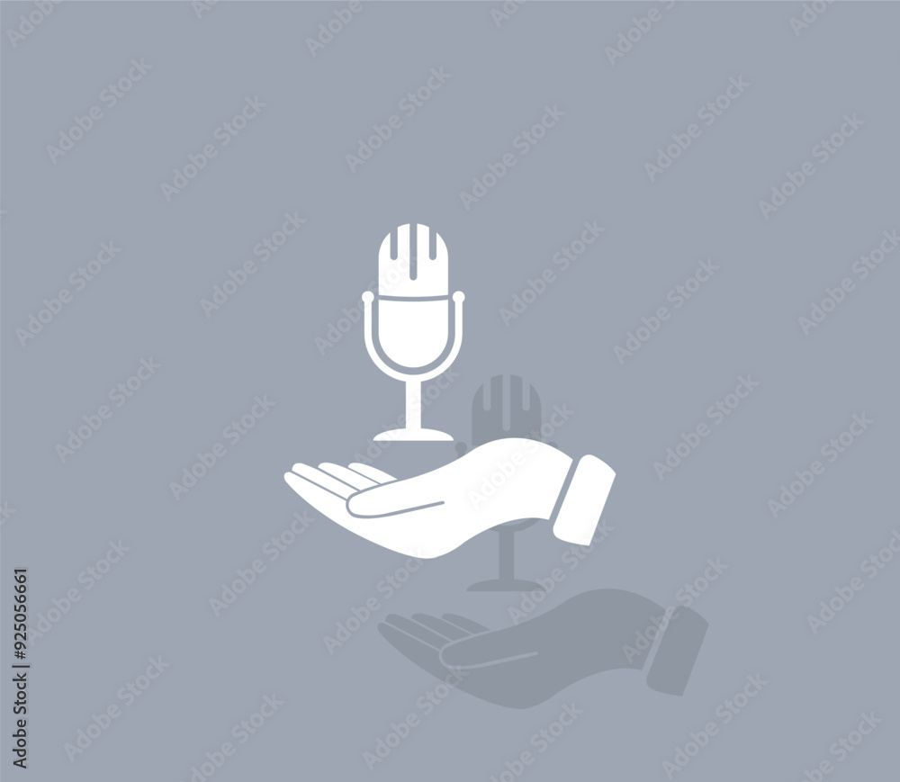 Poster vector icon of white color with shadow on gray background