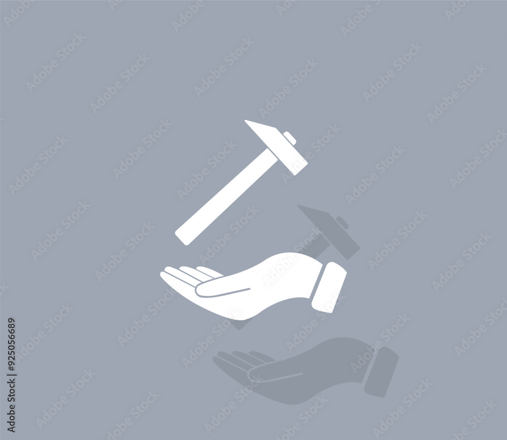Poster vector icon of white color with shadow on gray background