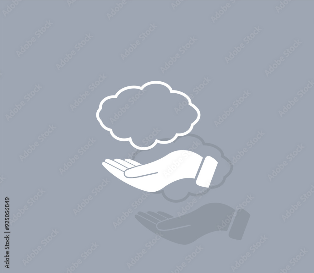 Poster vector icon of white color with shadow on gray background
