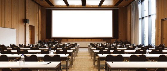 close-up photo of white screen of a projector presentation at meeting room