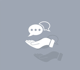 Vector icon of white color with shadow on gray background