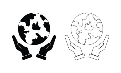 Earth and environment protection icon. editable stroke,. vector illustration.