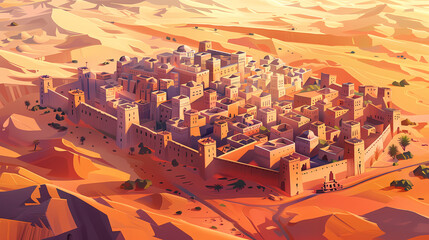 Obraz premium Drone view of Desert city ,vector image style