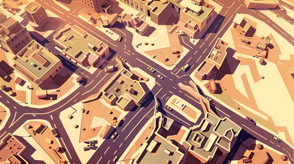 Drone view of Desert city ,vector image style