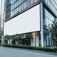 Fototapeta premium white billboard at the outside of modern building