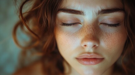 woman crying doing her make-up portrait of