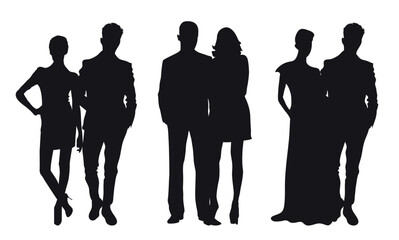 Multiple images of a couple in love, Vector illustration.