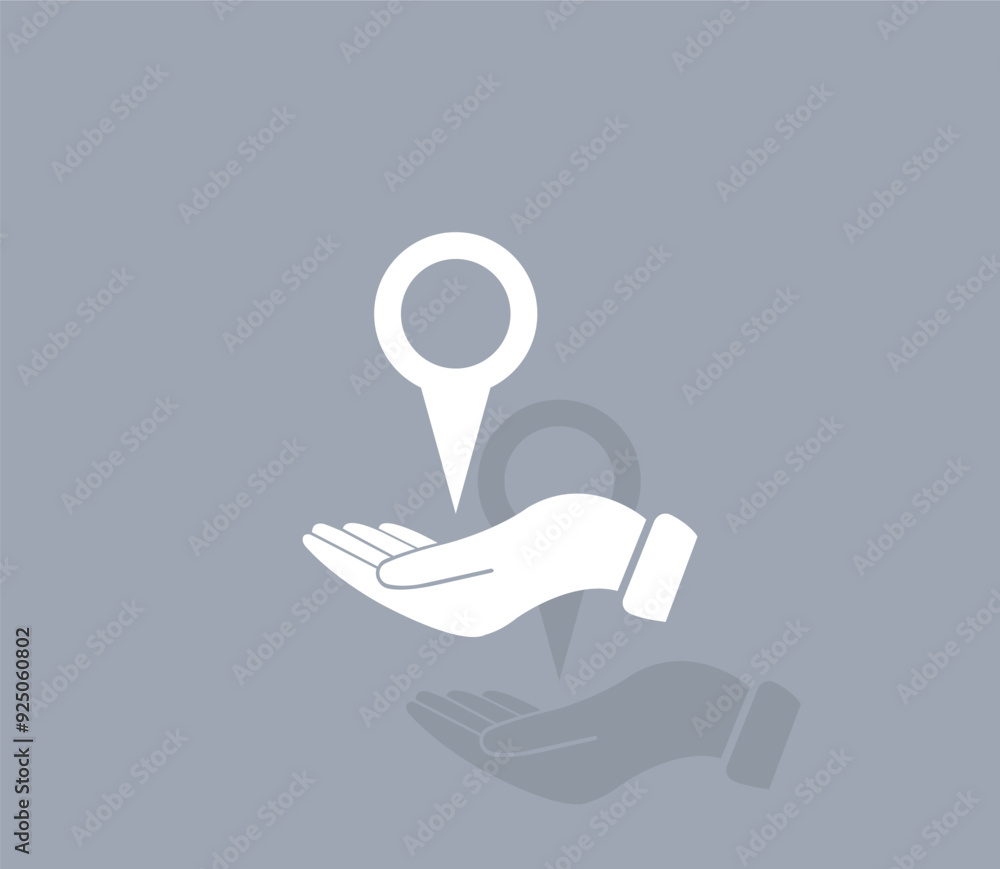 Poster vector icon of white color with shadow on gray background
