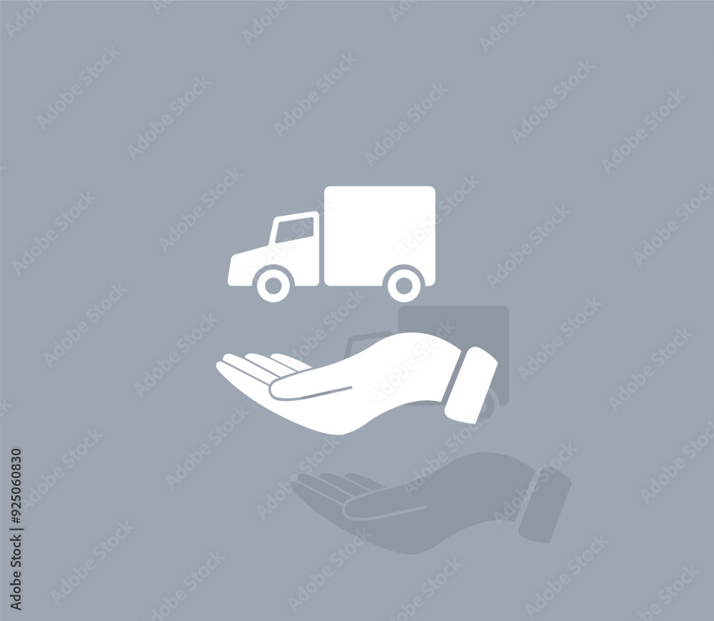 Poster vector icon of white color with shadow on gray background