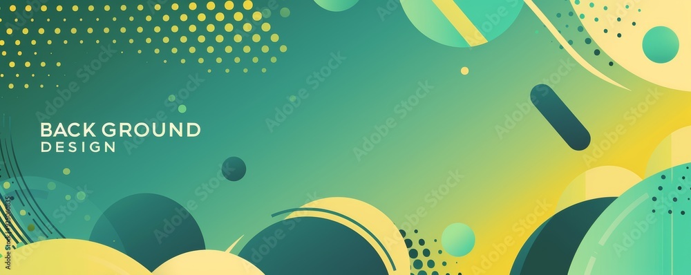 Wall mural abstract green and yellow luxury wallpaper pattern with text 
