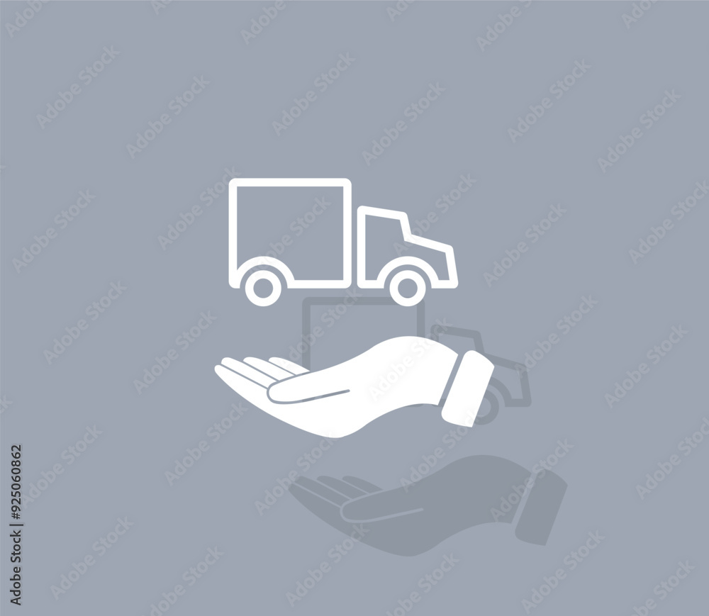 Poster vector icon of white color with shadow on gray background