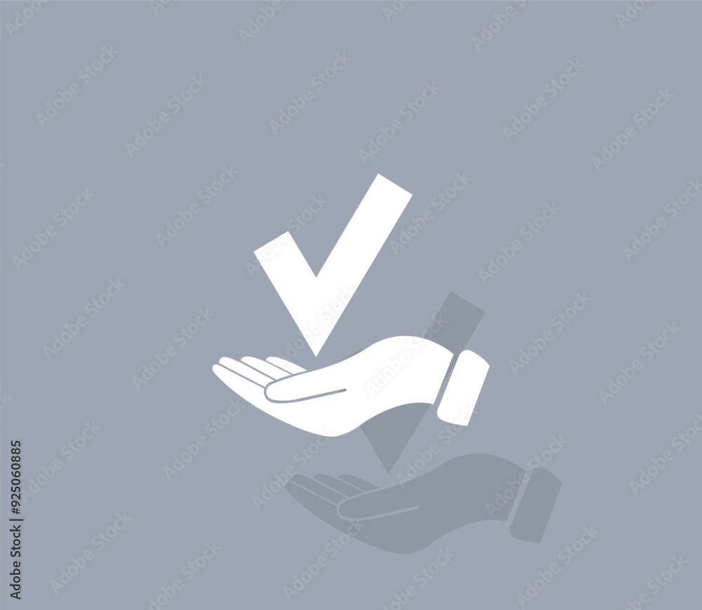 Poster vector icon of white color with shadow on gray background
