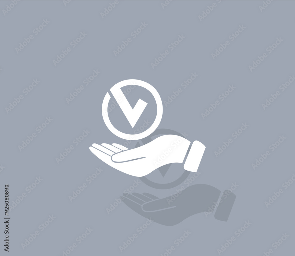 Poster vector icon of white color with shadow on gray background