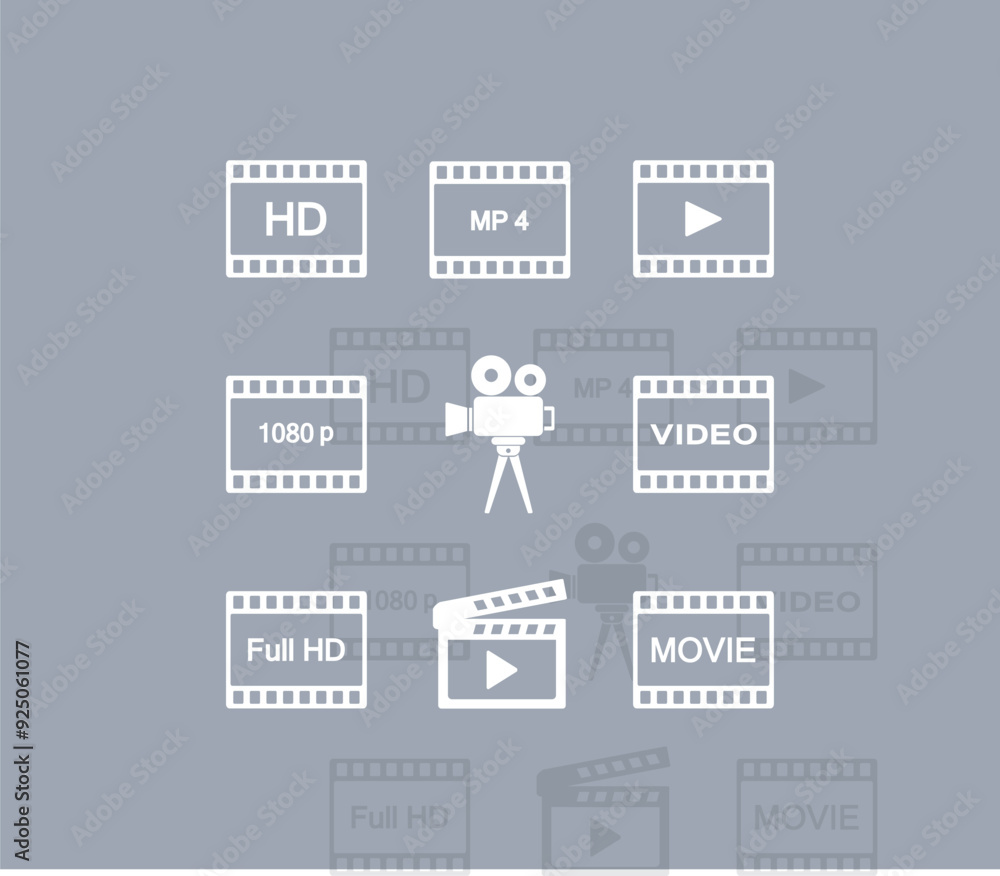 Poster vector icon of white color with shadow on gray background