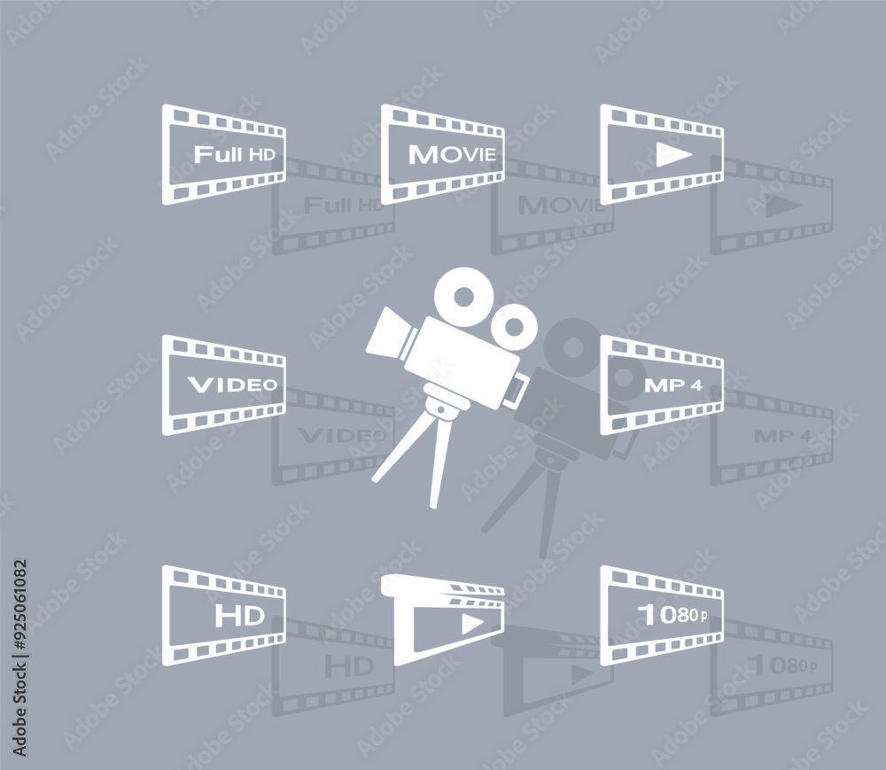 Poster vector icon of white color with shadow on gray background