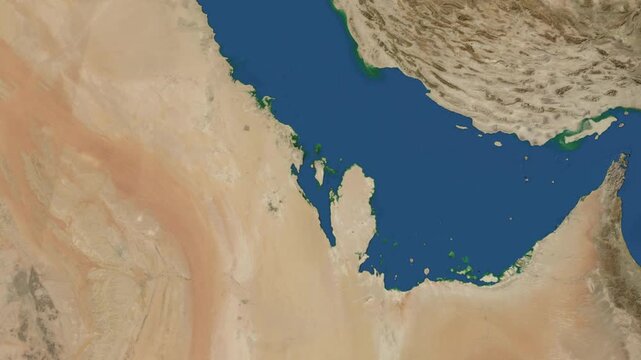 Zoom from Earth to Bahrain. (No Border) World map province animation with highlighted borders of countries. Images from NASA
