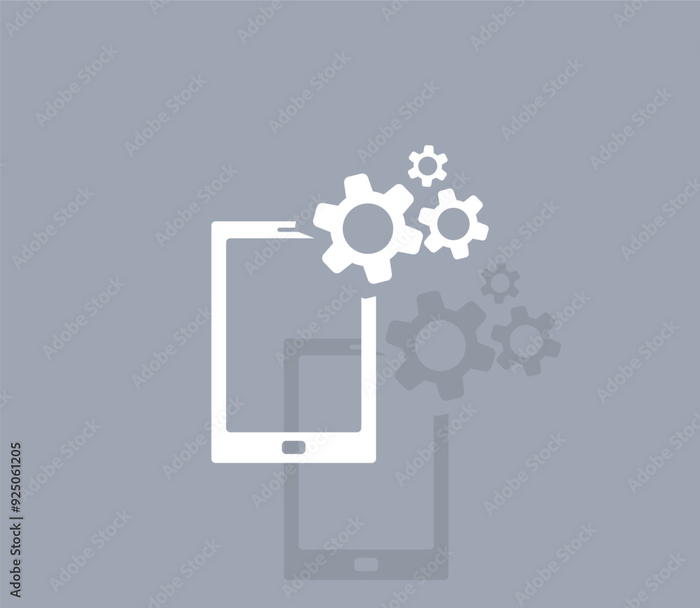 Poster vector icon of white color with shadow on gray background