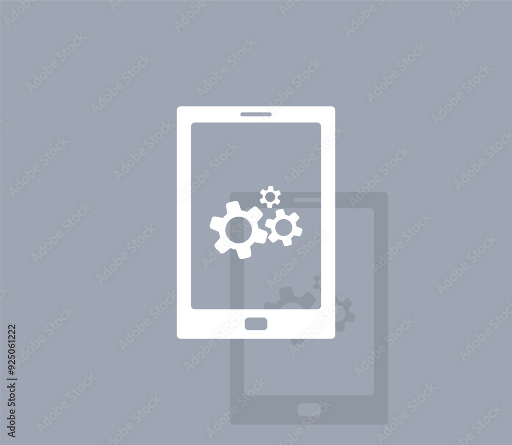 Poster vector icon of white color with shadow on gray background