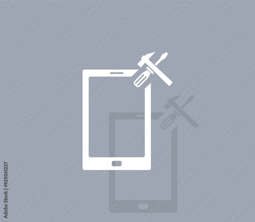 Poster vector icon of white color with shadow on gray background