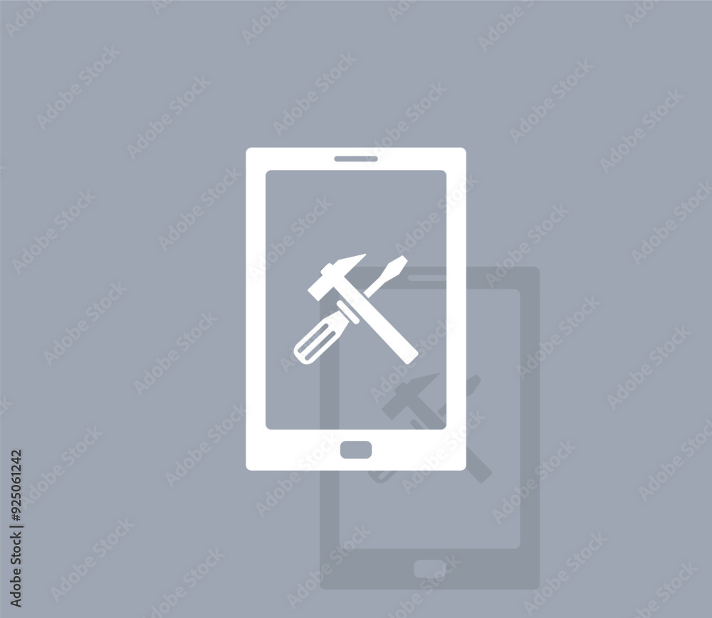Poster vector icon of white color with shadow on gray background