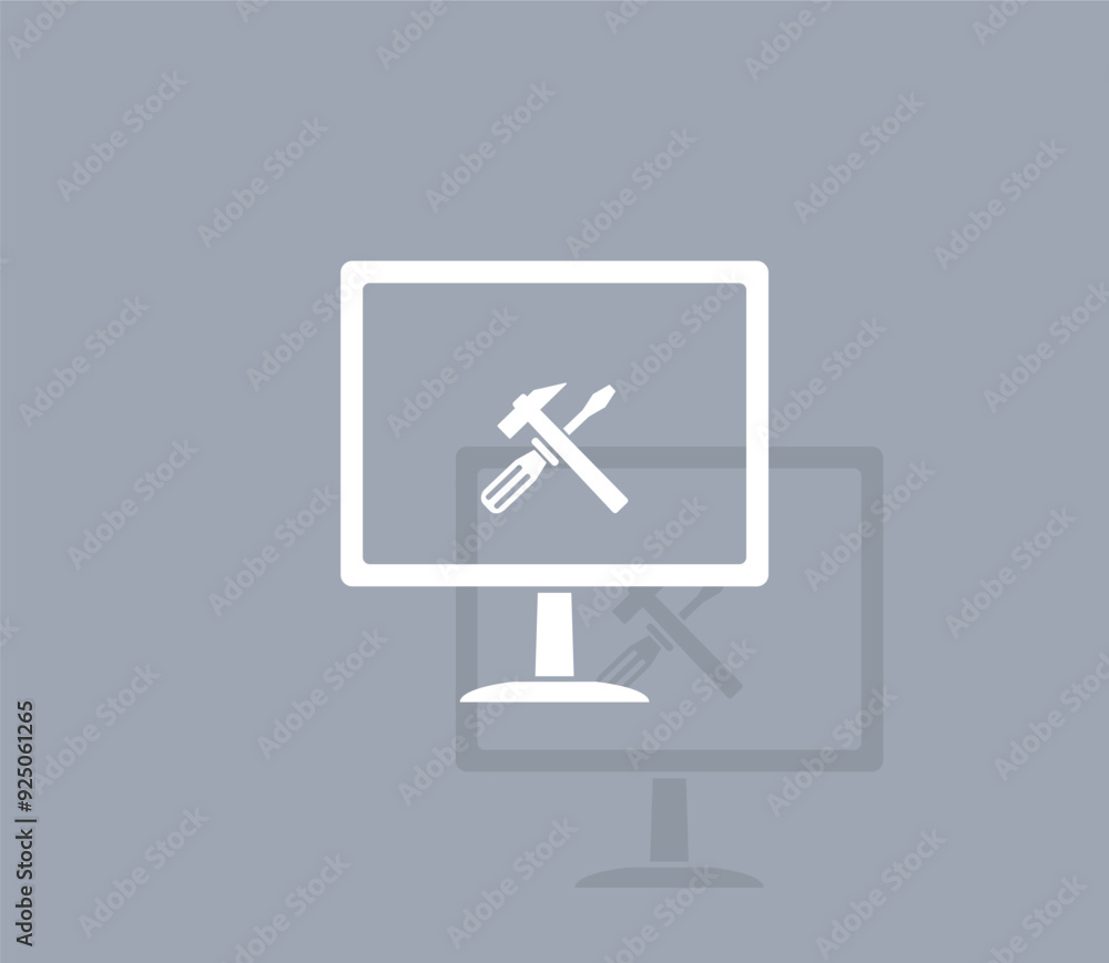 Poster vector icon of white color with shadow on gray background