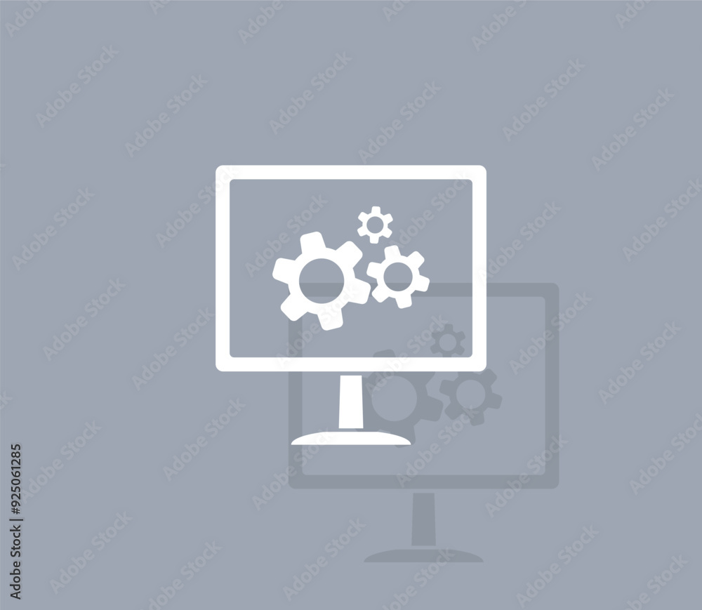 Poster vector icon of white color with shadow on gray background