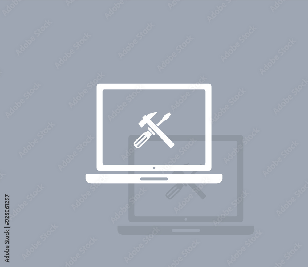 Poster vector icon of white color with shadow on gray background