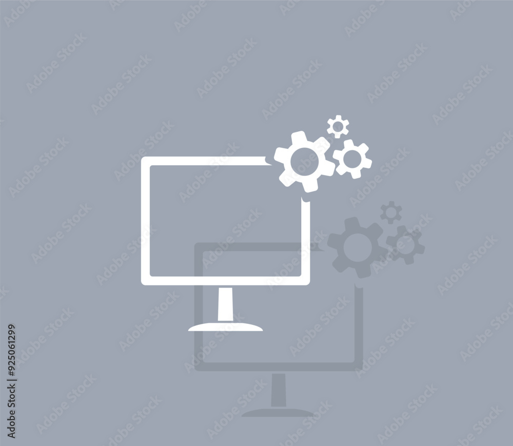 Poster vector icon of white color with shadow on gray background