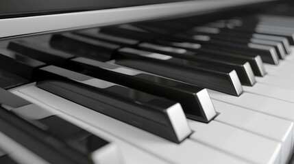 Classical music instrument with black and white keys, close up photo.